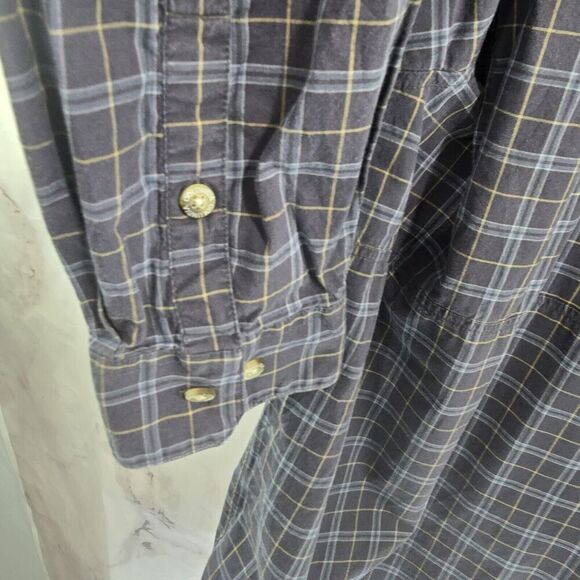 Columbia Shirt Mens XL Blue Button Down Up Plaid Vented Cotton Long Sleeve PHG - Picture 11 of 13